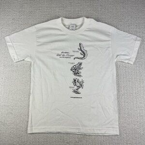 VTG Frog & Salamander Men's M White T-Shirt-Robert Bateman Wildlife Art Read*
